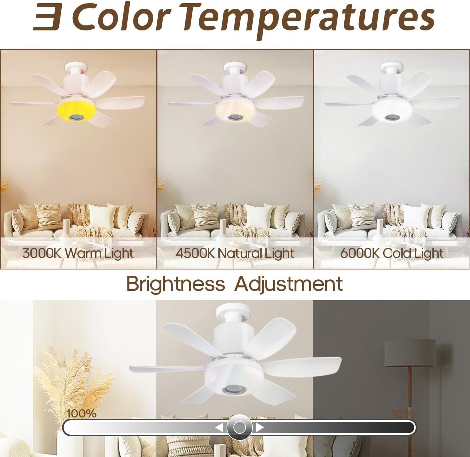 32W Ceiling Fan with Bluetooth Speaker, RGB LED, Remote, 3 Speeds