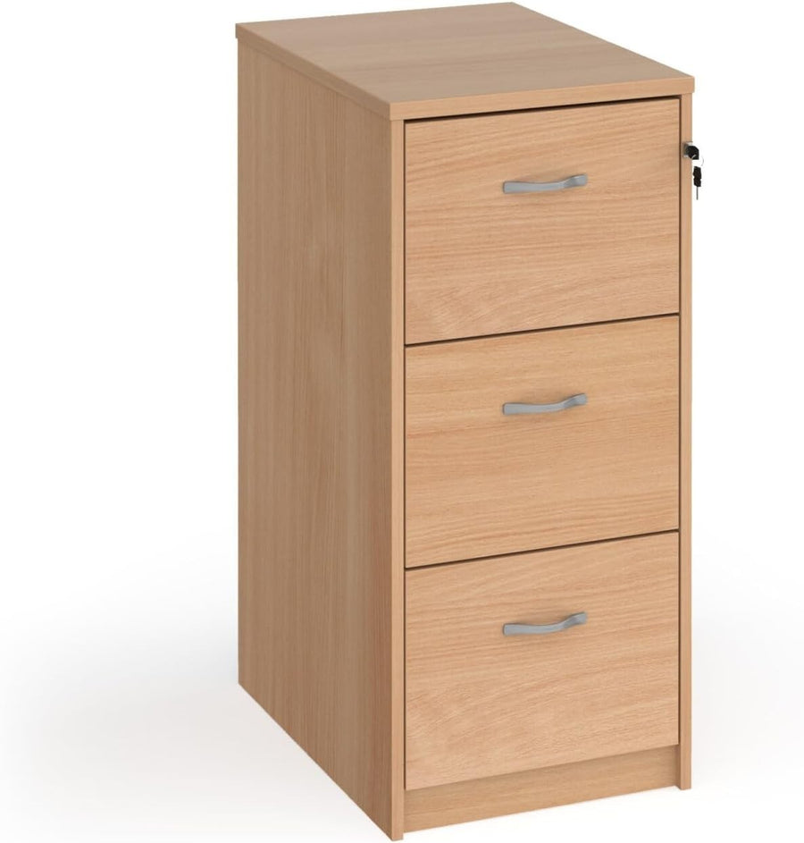 Beech Executive Filing Cabinet 3 Drawer Lockable Tall Office Storage