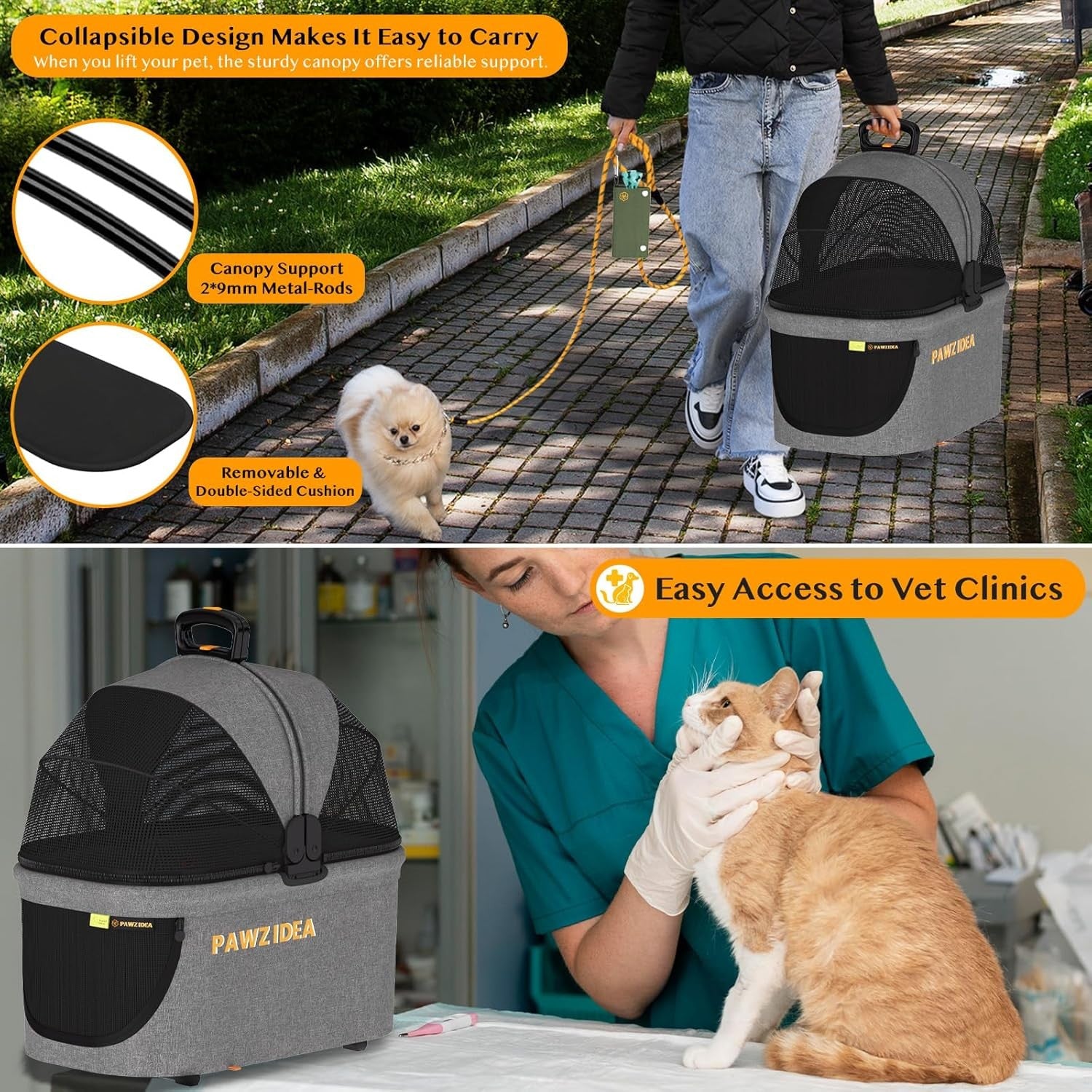 4 in 1 Pet Stroller Dog Cat Pushchair Detachable Carrier Jogger