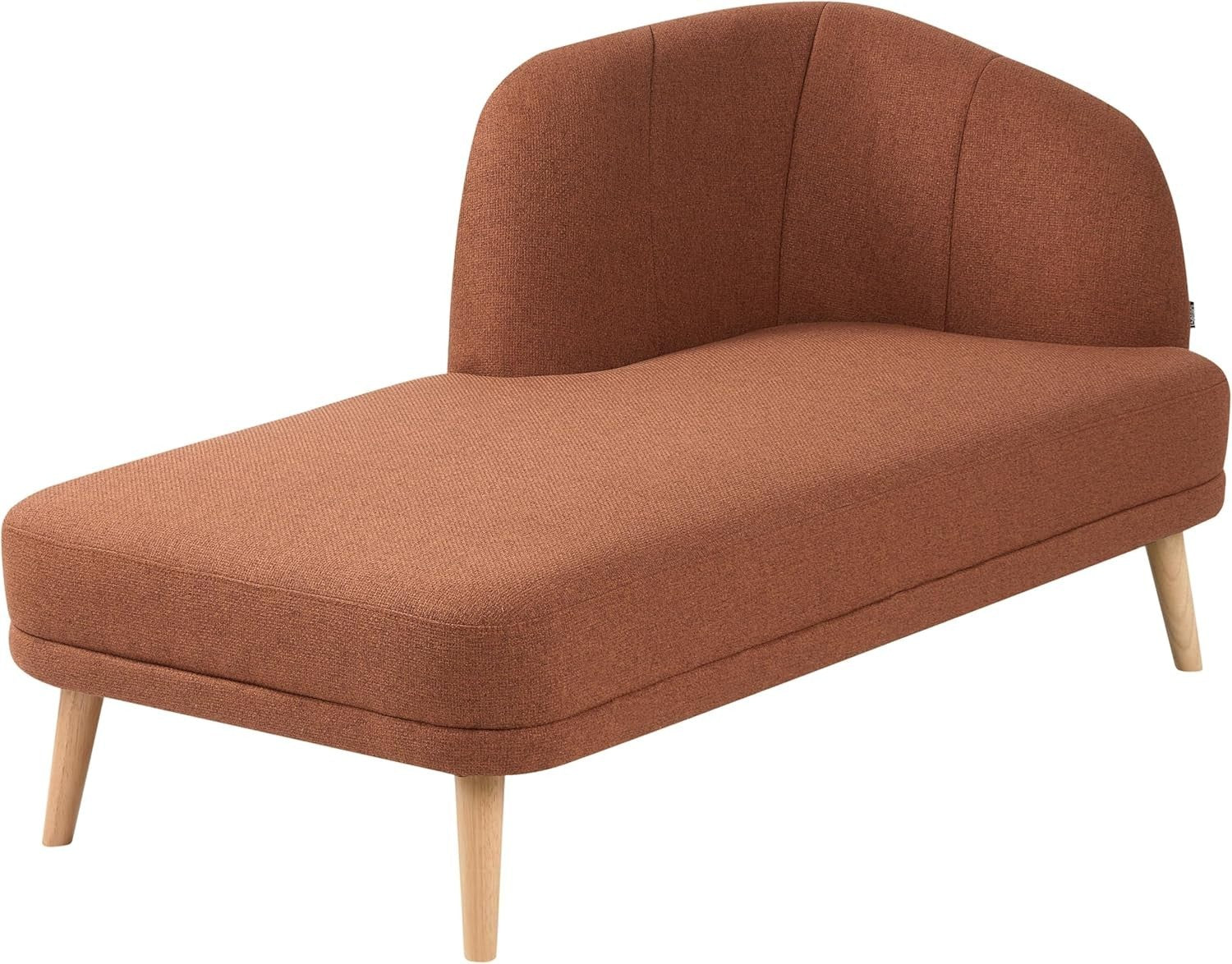 Traditional Brown Polyester Fabric Chaise Lounge Sturdy Wooden Legs