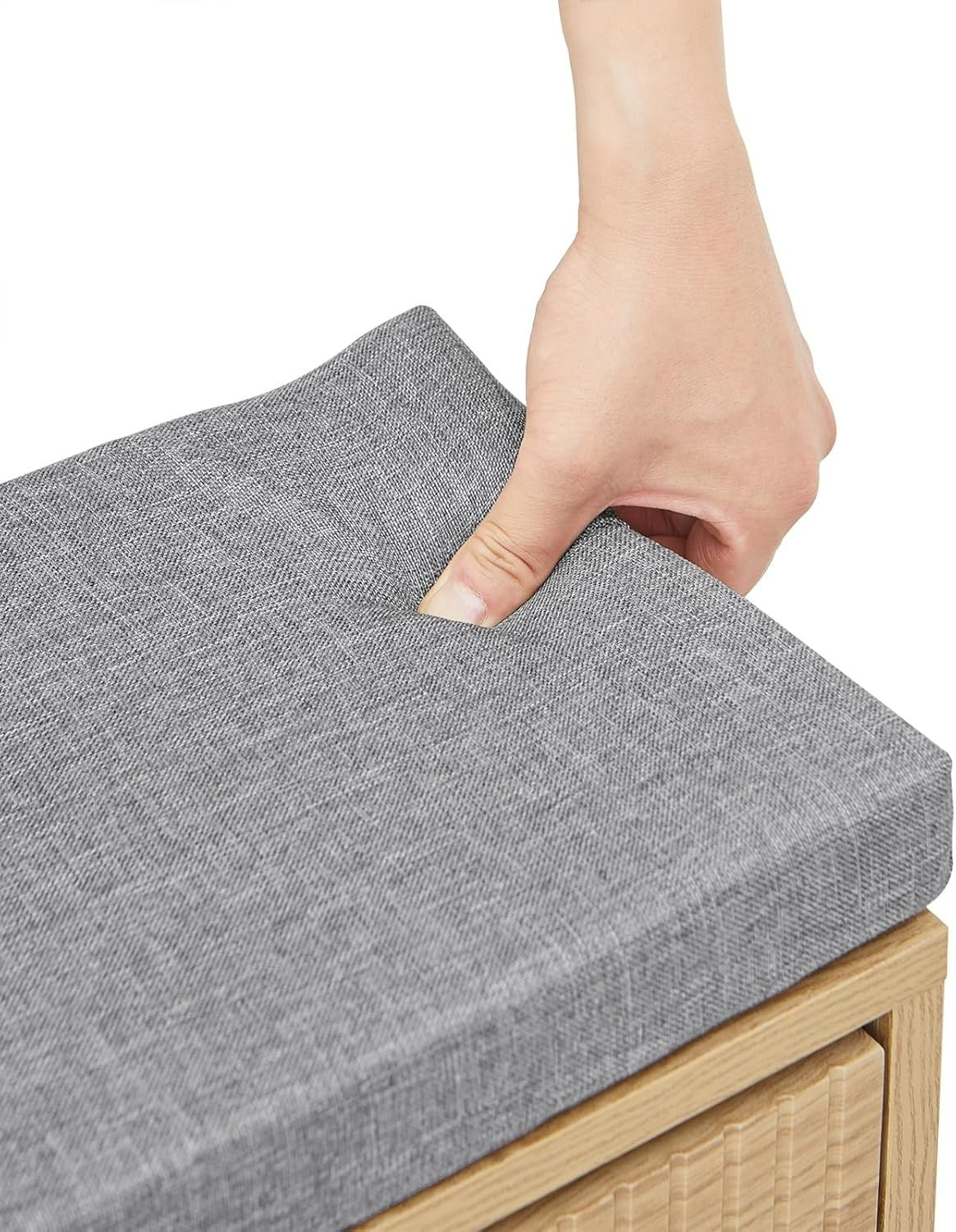 Compact Wooden Shoe Storage Bench with Flip Drawer & Padded Seat 60x24x50cm