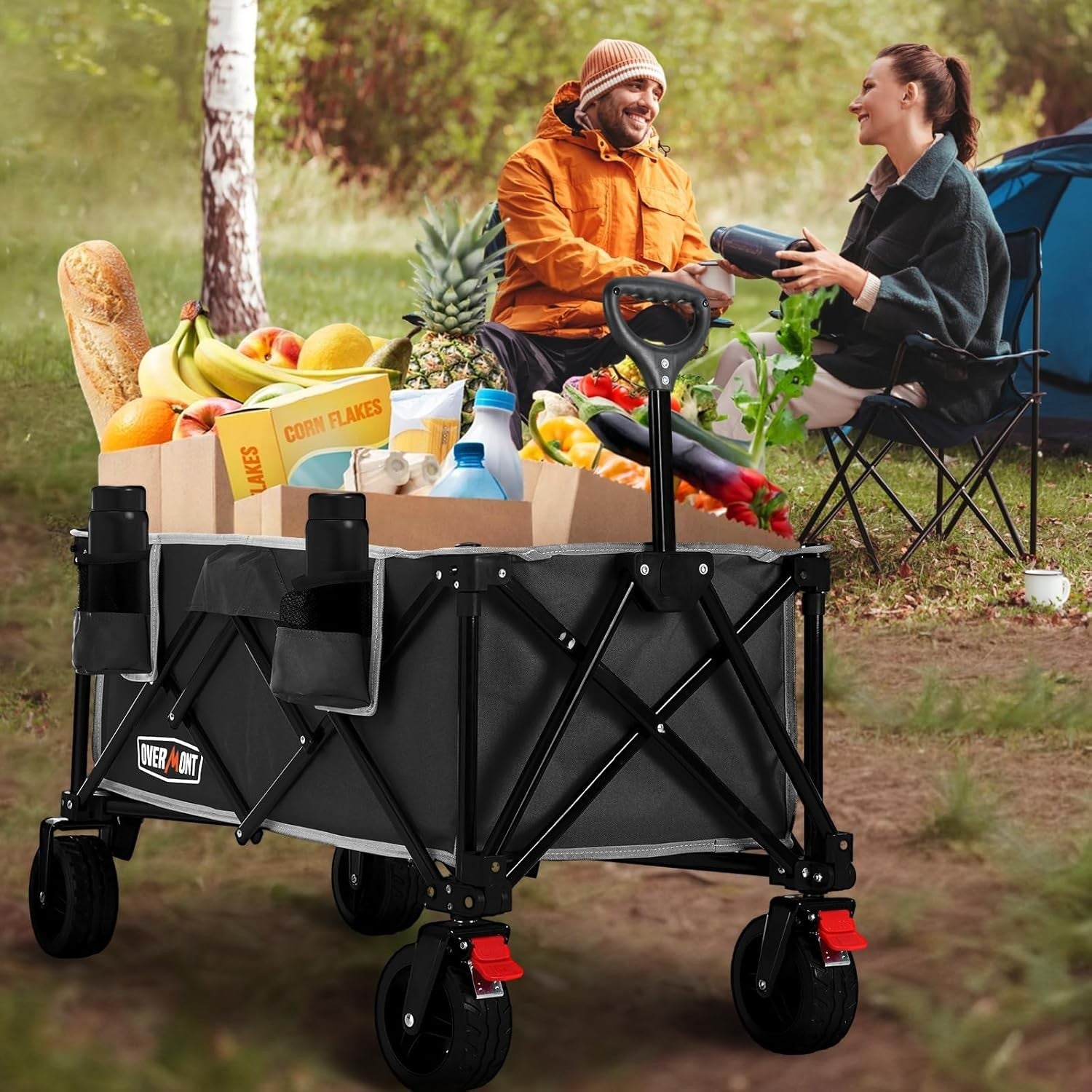 Heavy Duty Folding Camping Trolley Wide Collapsible Garden Beach Wagon 150kg