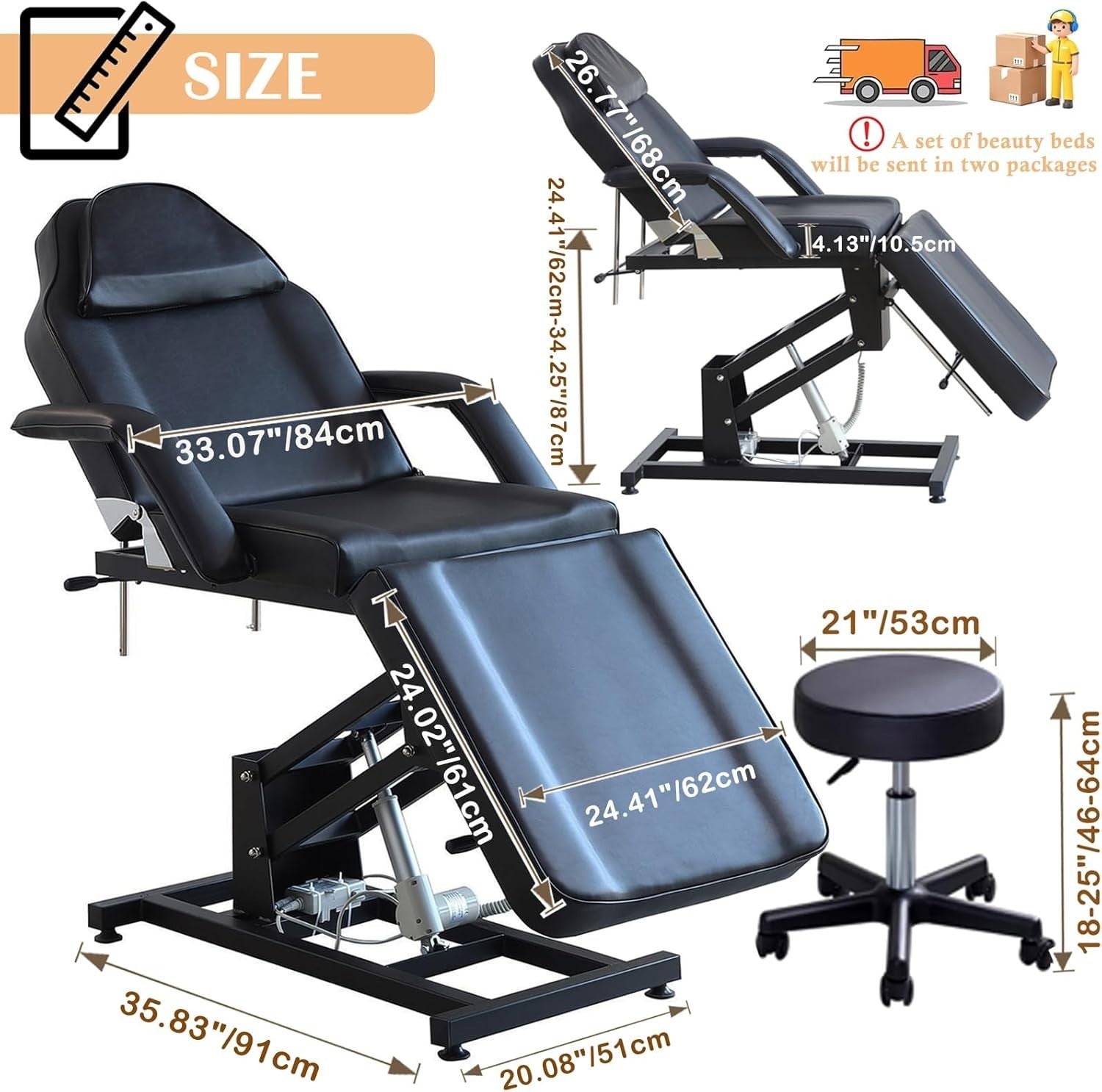 3 Section Adjustable Massage Table Folding Therapy Bed With Removable Supports