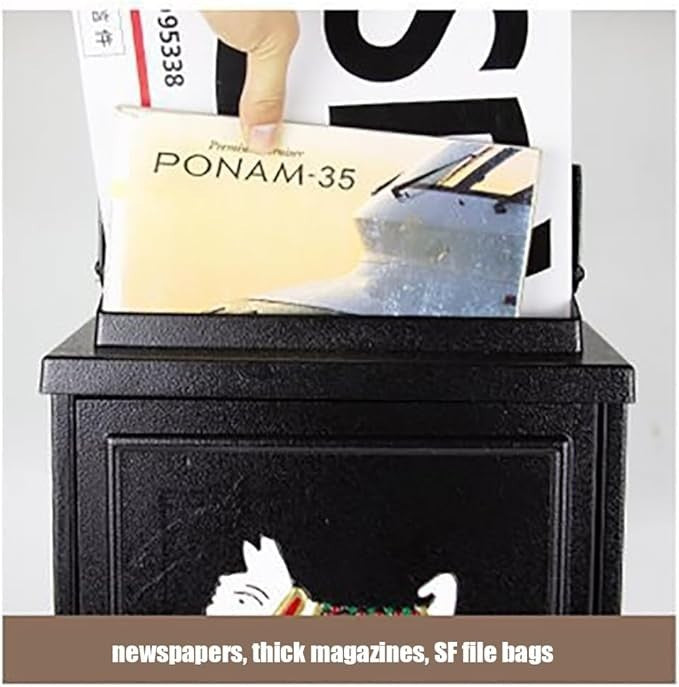 Lockable Retro Wall Mailbox Cast Aluminum Waterproof Letterbox for Home Garden