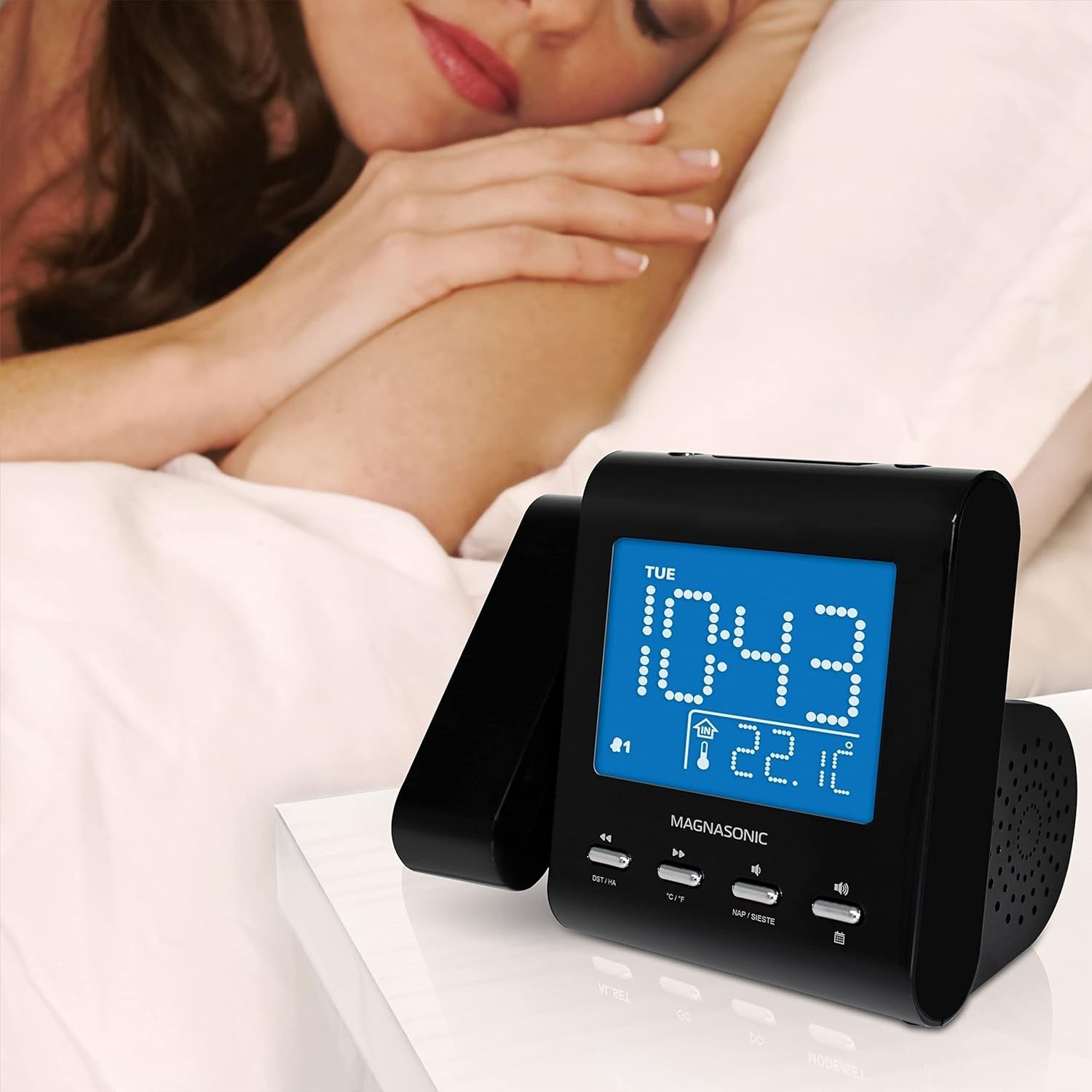 Projection Alarm Clock AM FM Radio Portable Temperature Display Dual Alarm