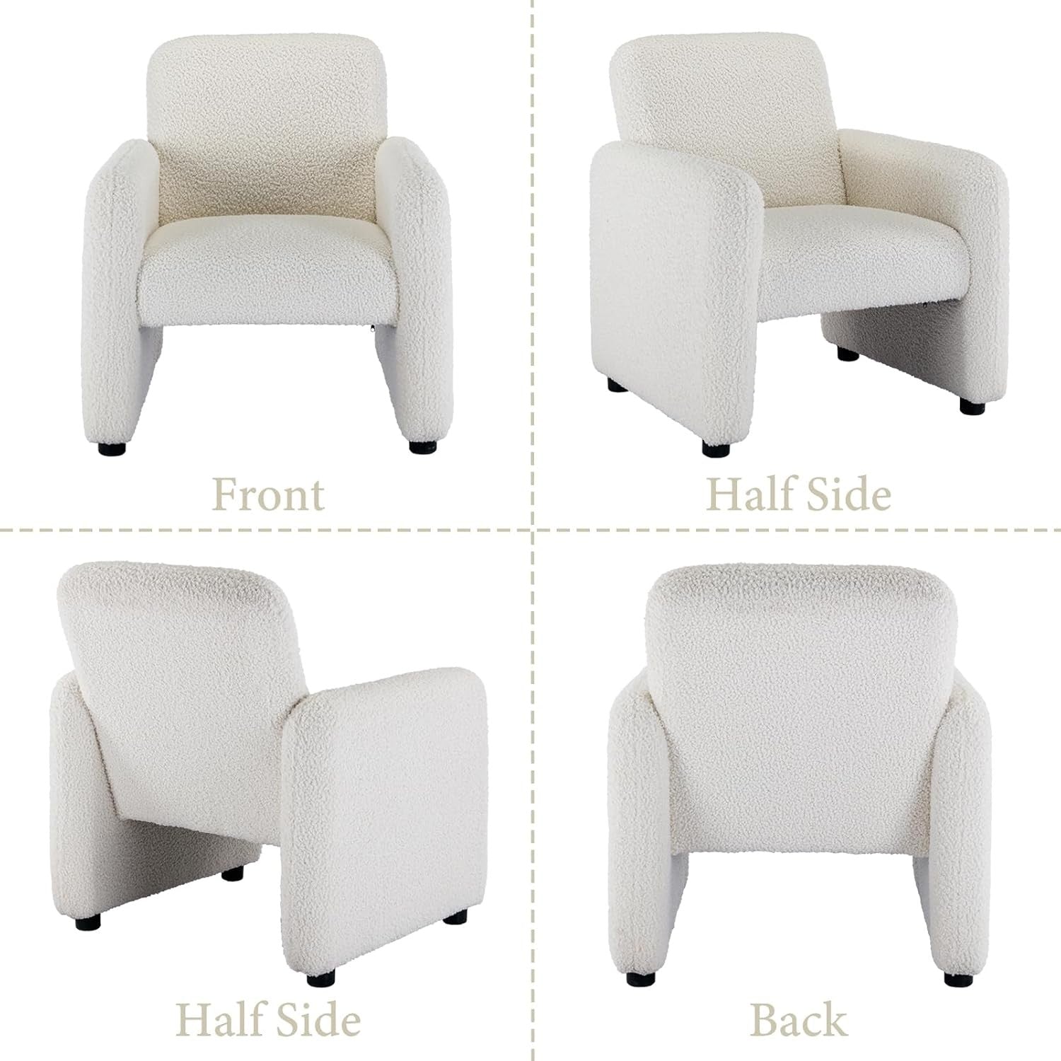 Sherpa Tub Chair White Upholstered Accent Armchair