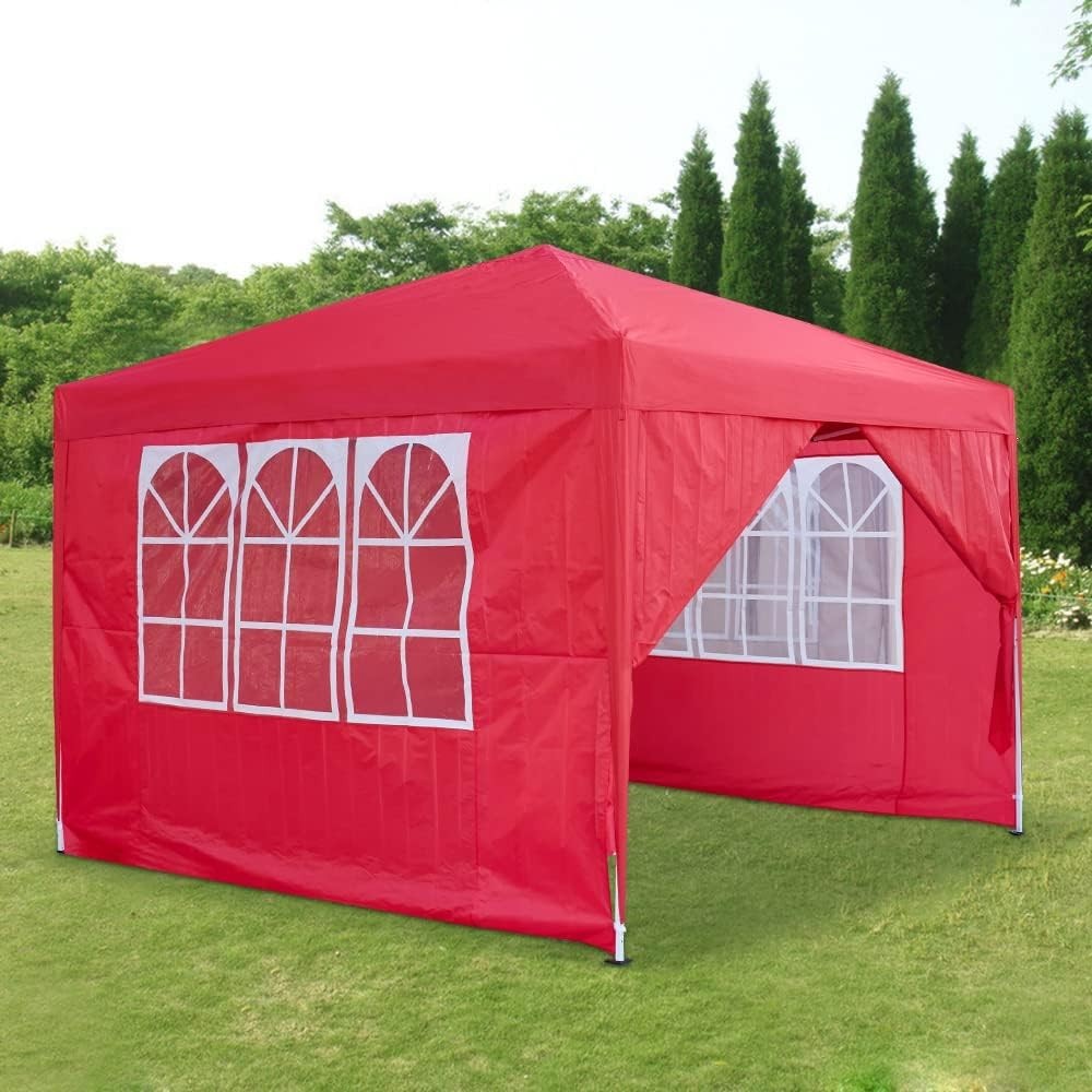 3x3M Red Pop Up Gazebo Waterproof Garden Party Tent Marquee with Carry Bag