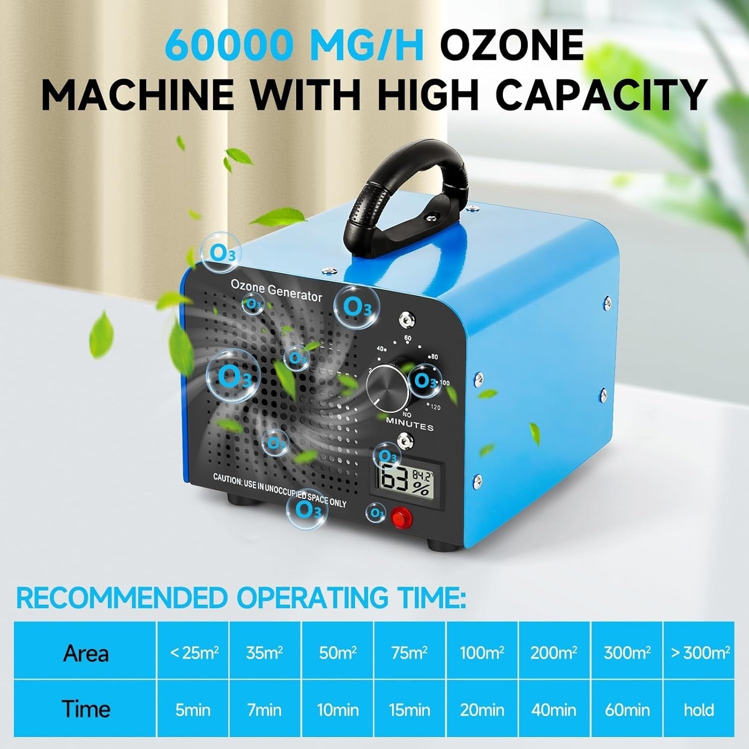 60000mg Ozone Generator Odor Eliminator Timer Large Room Smoke Pet 320㎡