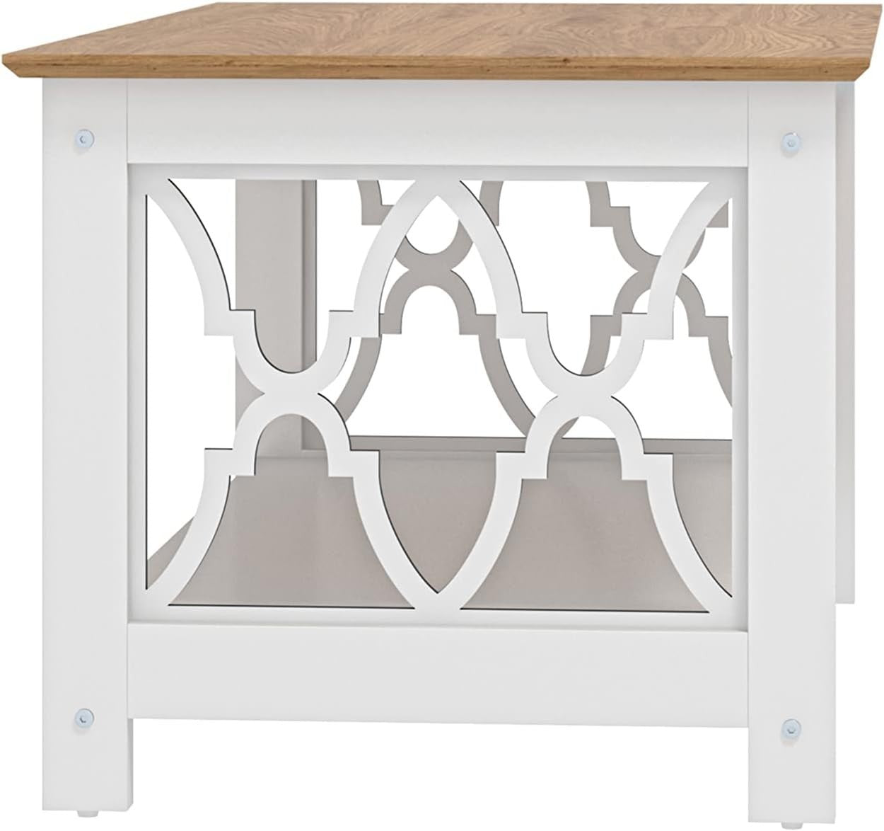 Modern Rectangular Coffee Table with Storage Shelf White Oak 90x50x44cm