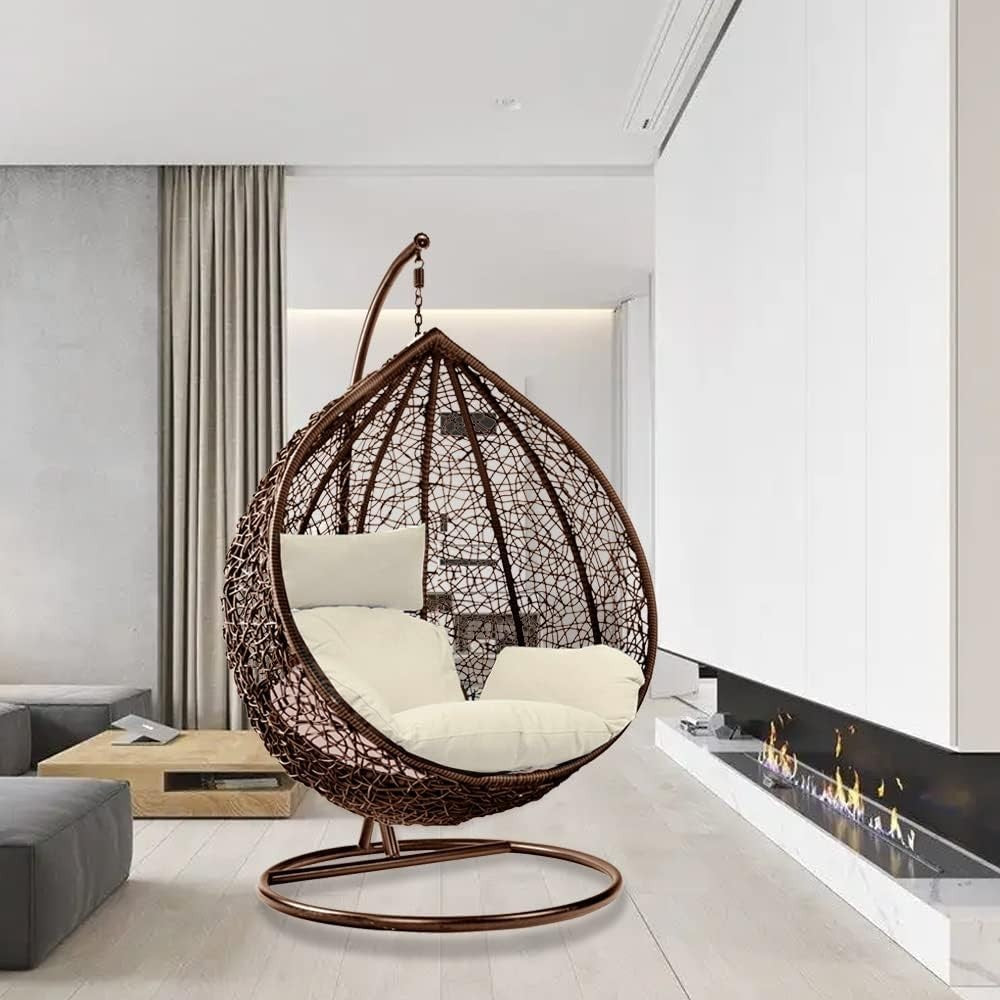 Rattan Hanging Egg Chair with Stand | Outdoor Swing Seat Cushion