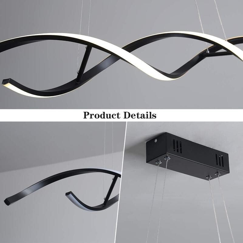 Wave LED Pendant Chandelier Light Remote Dimmable 40W Modern Flush Lamp
