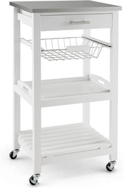 Kitchen Trolley on Wheels Storage Cart Stainless Steel Top Drawer