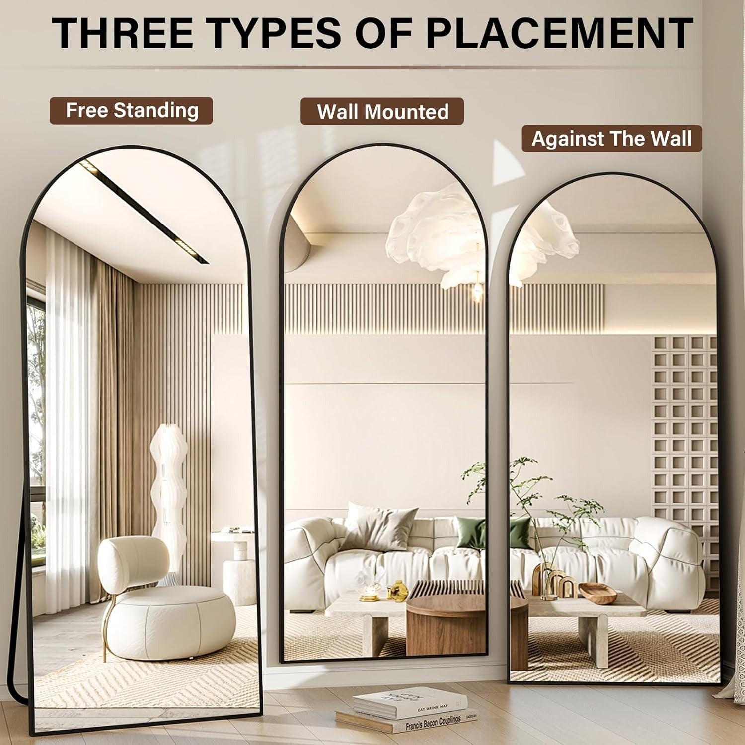 Full-Length Arched Mirror 165x60cm Shatterproof with Aluminum Frame