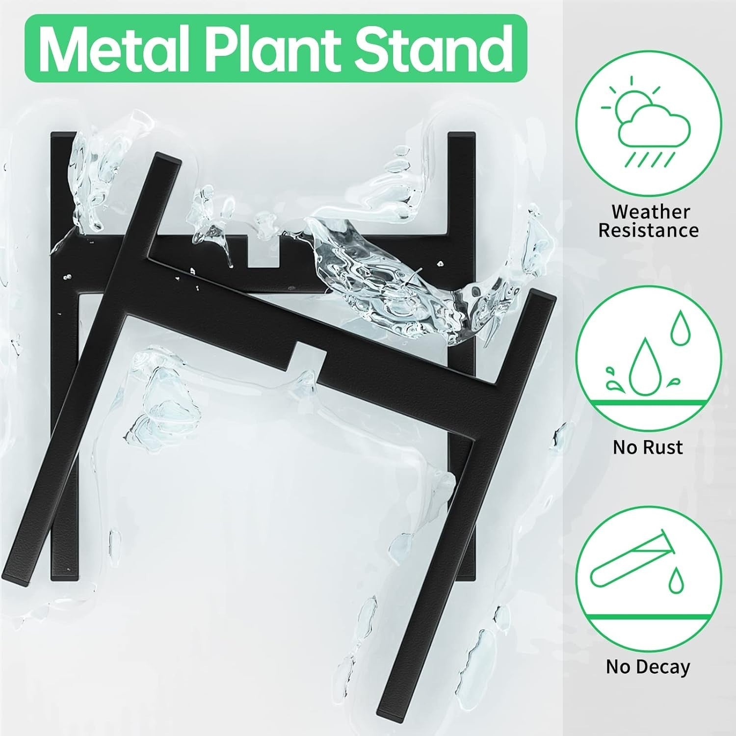 Mid-Century Metal Plant Stand 30.5cm Tall Indoor Outdoor Flower Pot Holder