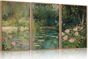 Modern Impressionist Floral Canvas Wall Art Set Framed Botanical Prints