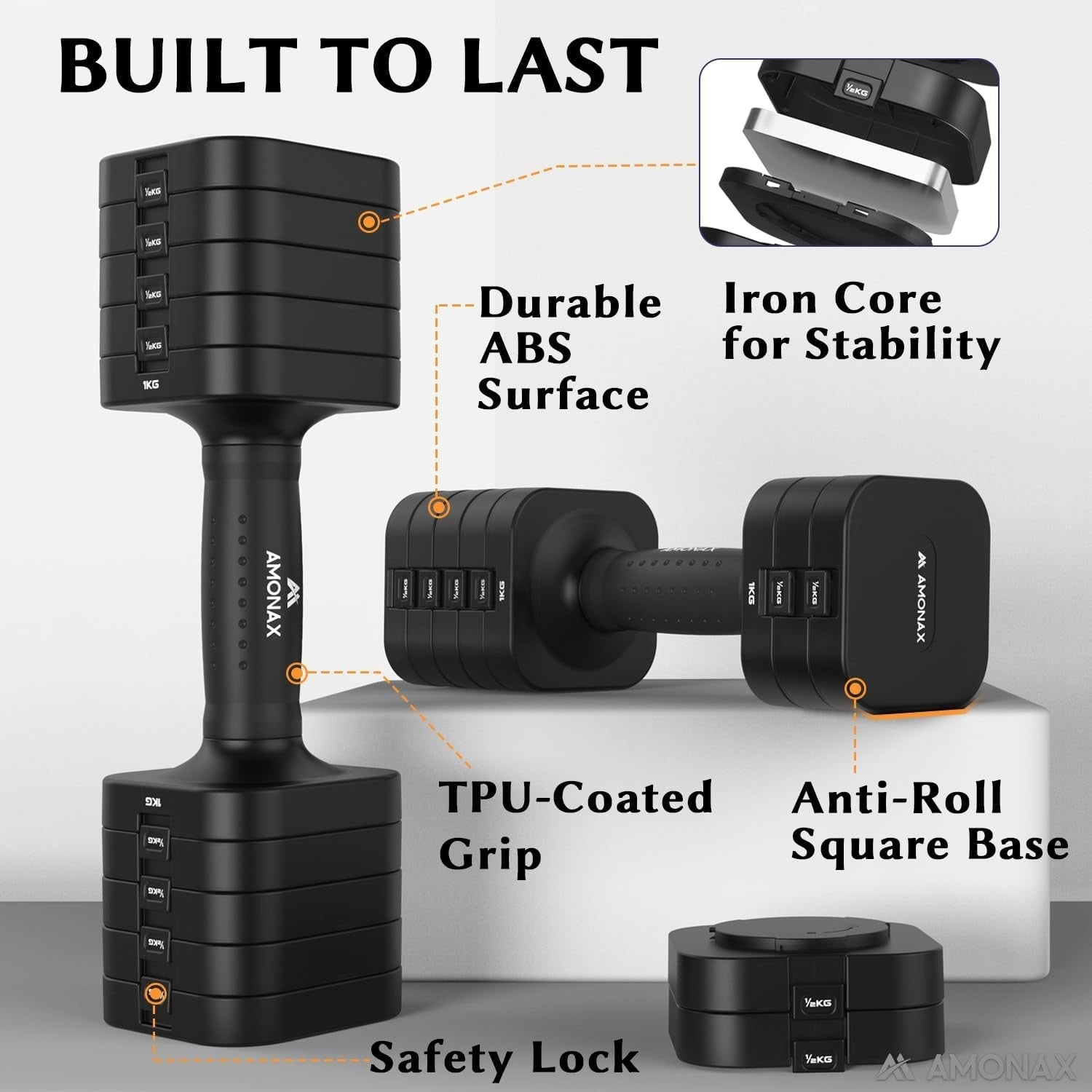 5-in-1 Adjustable Dumbbell Set Pair 1–5kg Quick Lock Non-Slip Home Gym