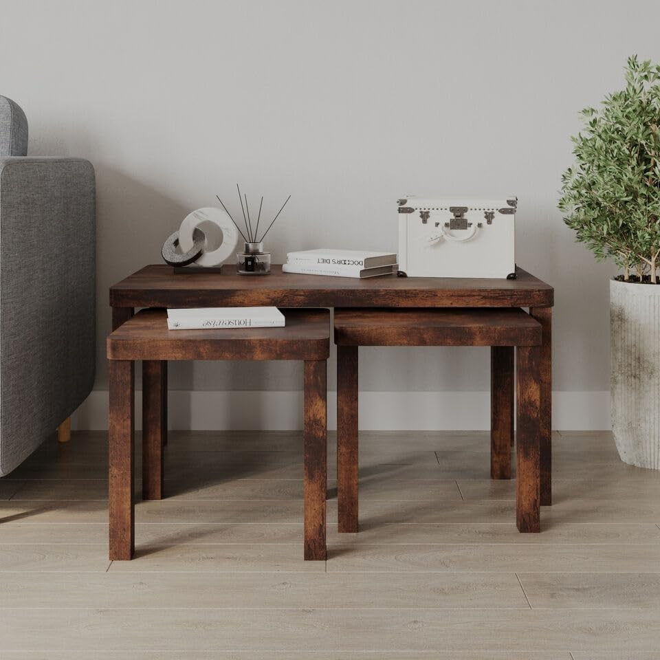 Space Saving Coffee Table Set of 3 Nesting Tables Modern Side End Accent