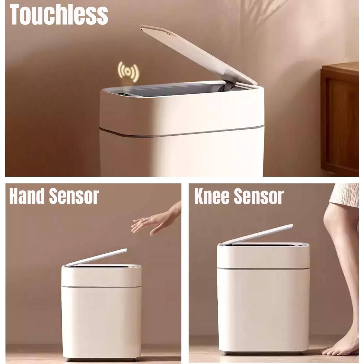 2 Pack Touchless Motion Sensor Trash Can Slim Bathroom 2.3 Gal