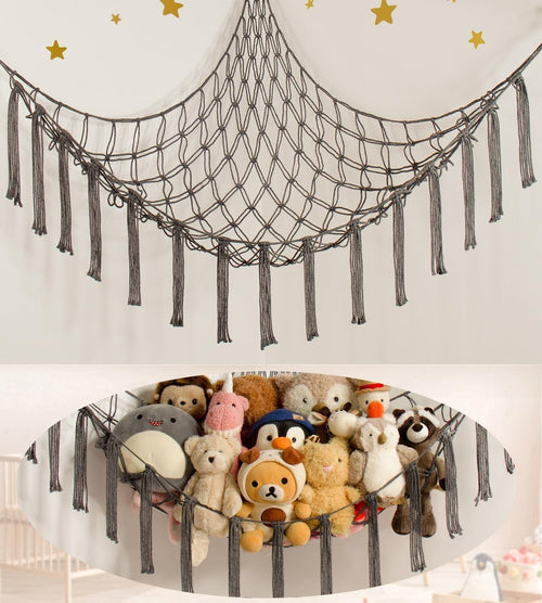 Toy Hammock for Stuffed Animals – Cotton Storage Net for Kids Room Decor
