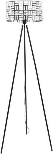 Black Tripod Floor Lamp Clear Acrylic Jewel Drum Shade LED Light
