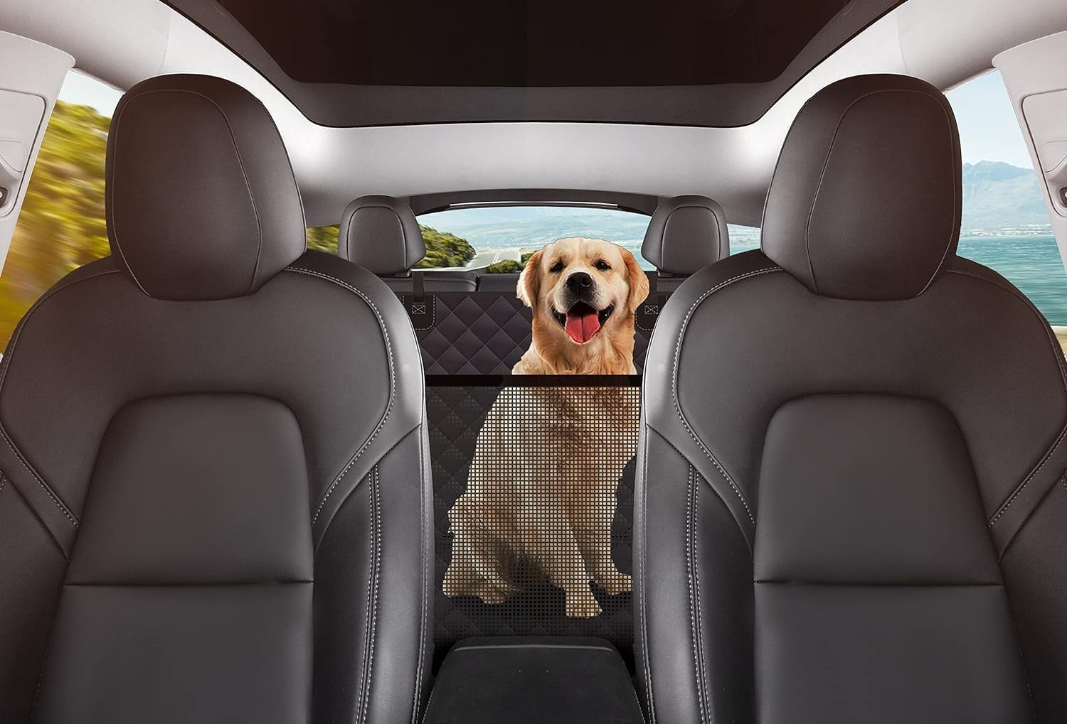 Dog Car Seat Cover Hammock Waterproof Mesh Window Rear Protector Leash