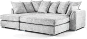 Silver Chenille 4 Seater Left Hand Corner Sofa Bed with Footstool