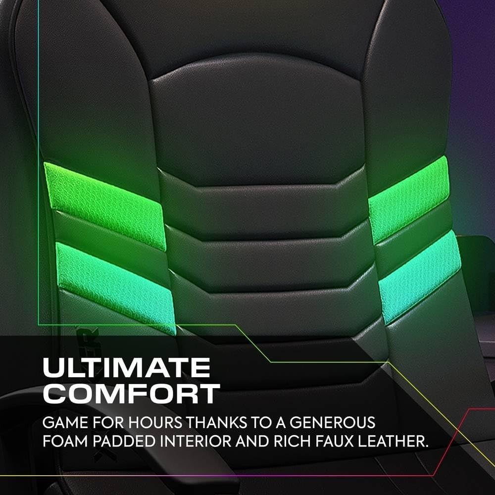 RGB Gaming Chair Pedestal 2.1 Audio LED Lights Faux Leather