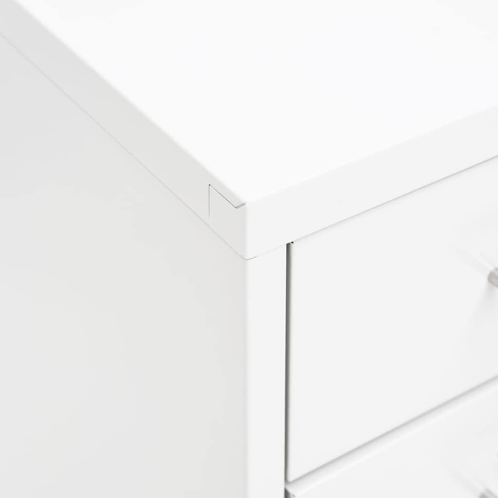 White Mobile Filing Cabinet 8 Drawer 109cm Rolling Metal Storage