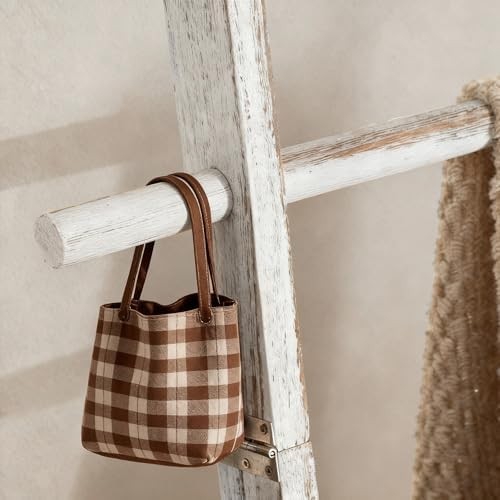 67in White Wood Blanket Ladder with Top Shelf Hooks 5-Tier Farmhouse Rack
