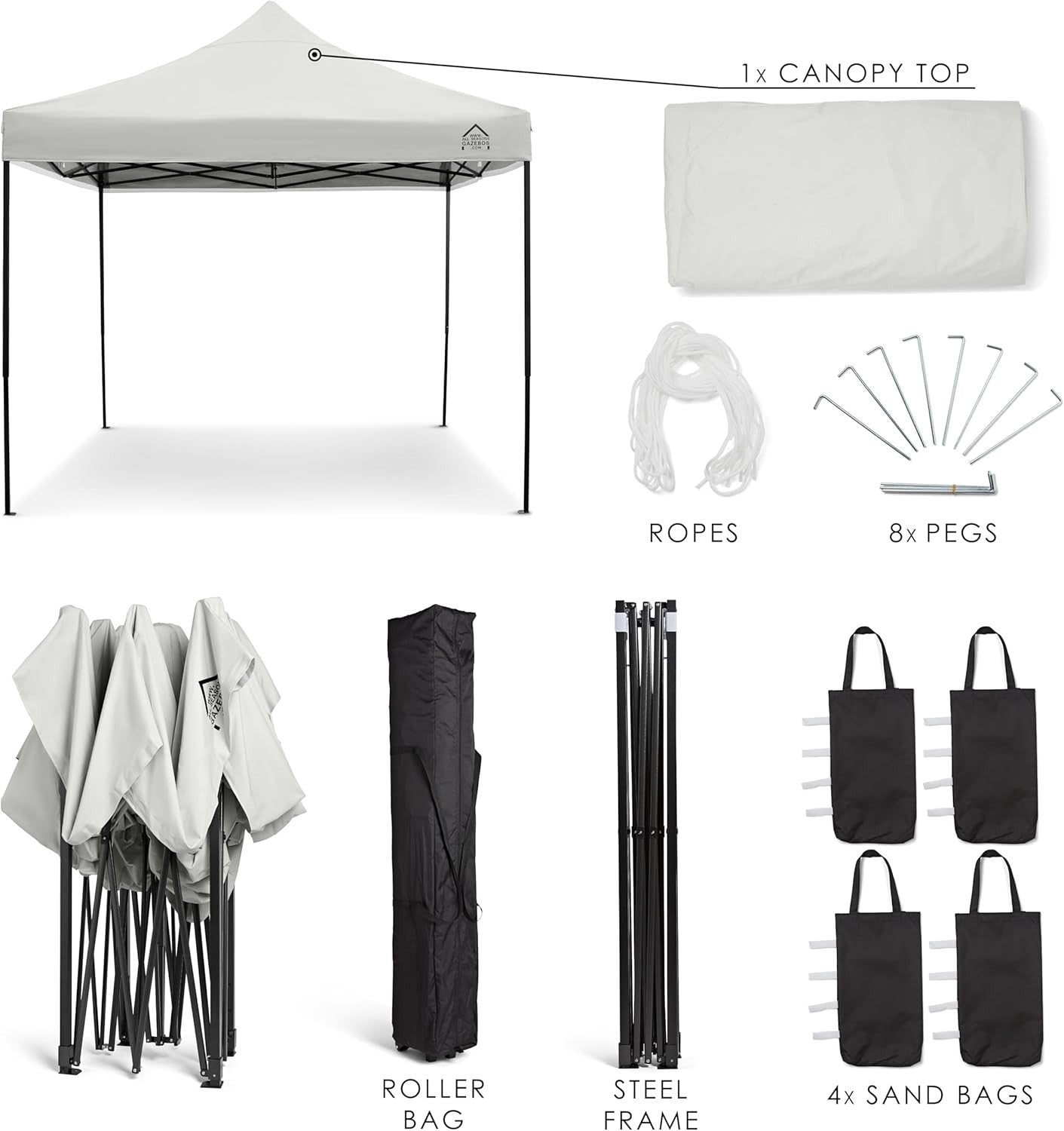 3x3M White Pop Up Gazebo Heavy Duty Waterproof Outdoor Tent With Accessories