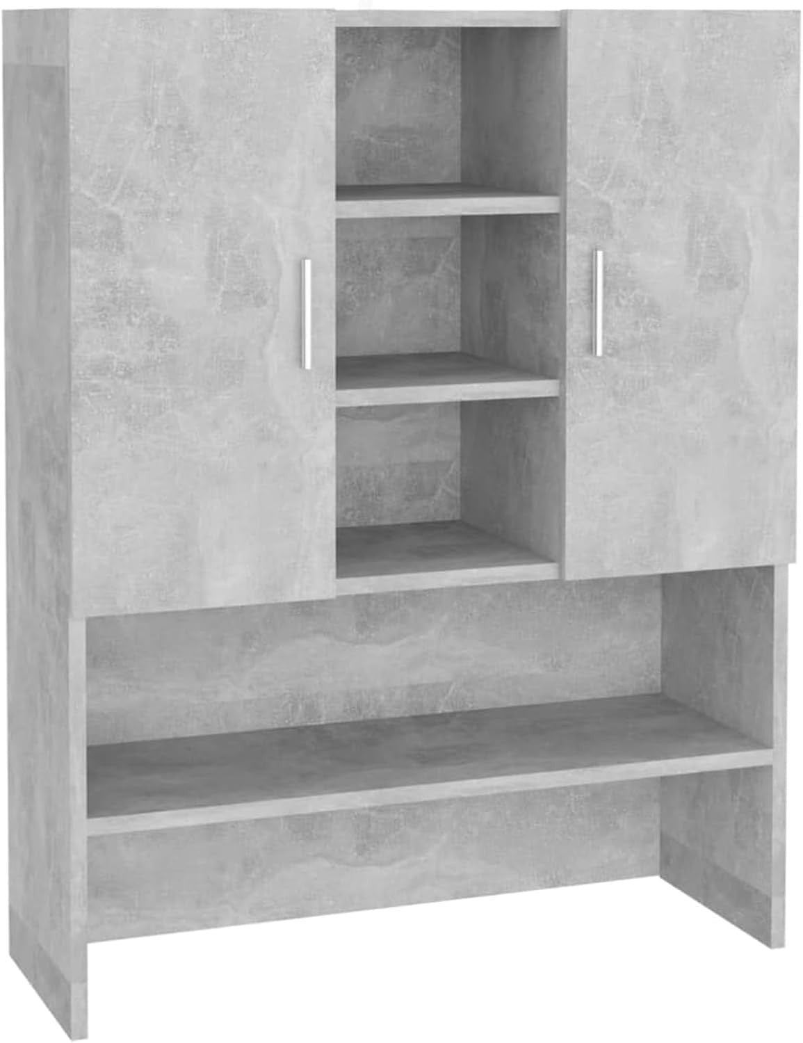 Concrete Grey Washing Machine Cabinet Tall Laundry Storage Unit with Shelves & D