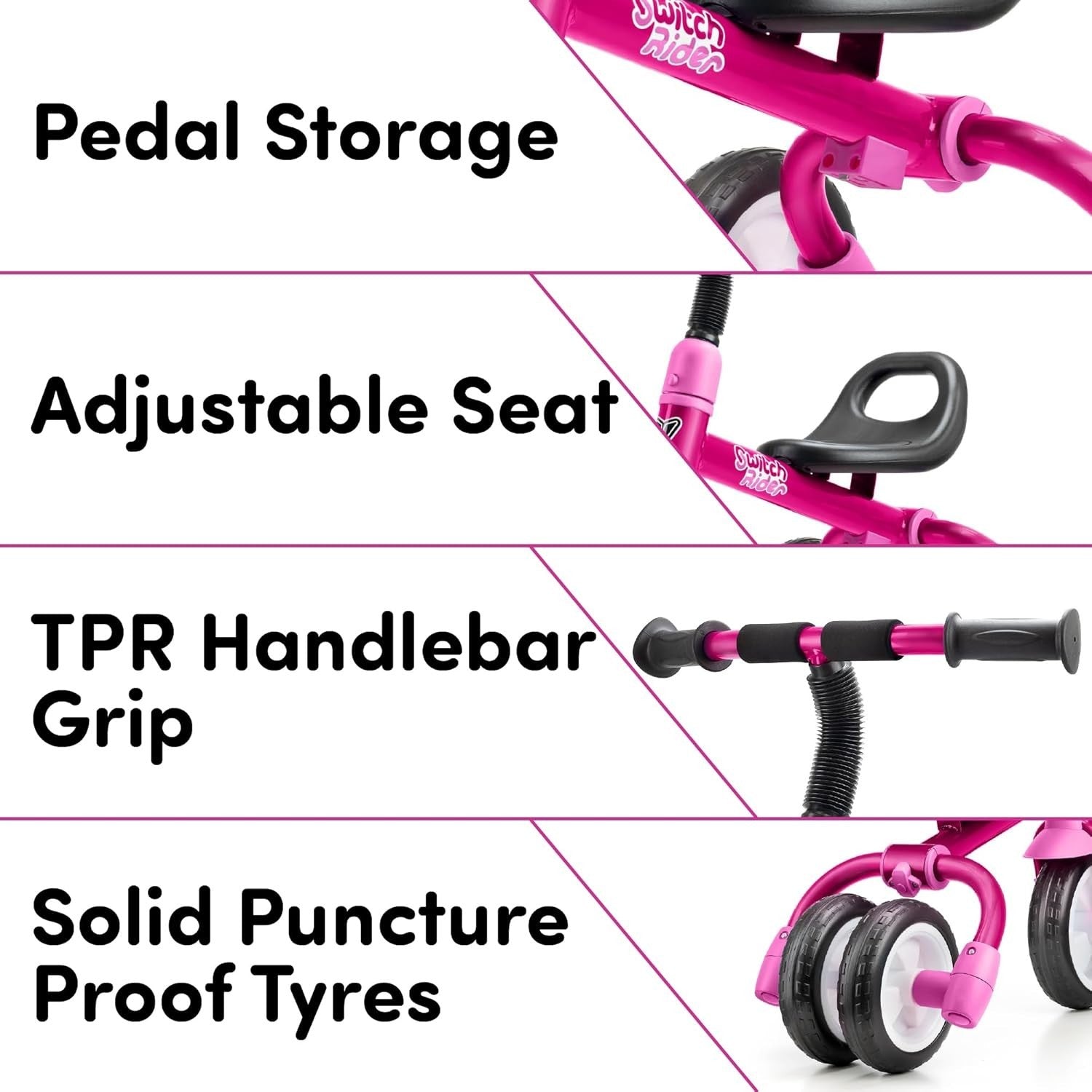5 in 1 Foldable Kids Trike Balance Bike Adjustable Age 2-5 Years
