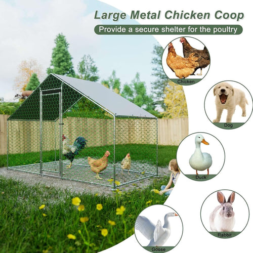 Walk In Chicken Run Outdoor Metal Pet Enclosure 3x1.5x2m Secure Cage