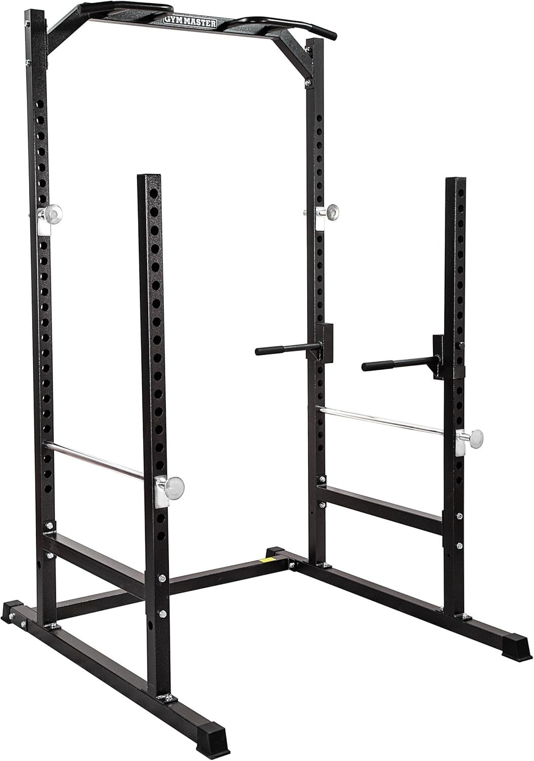 Heavy-Duty Half Power Cage Squat Rack Gunmetal with Dip Station & Safety Bars
