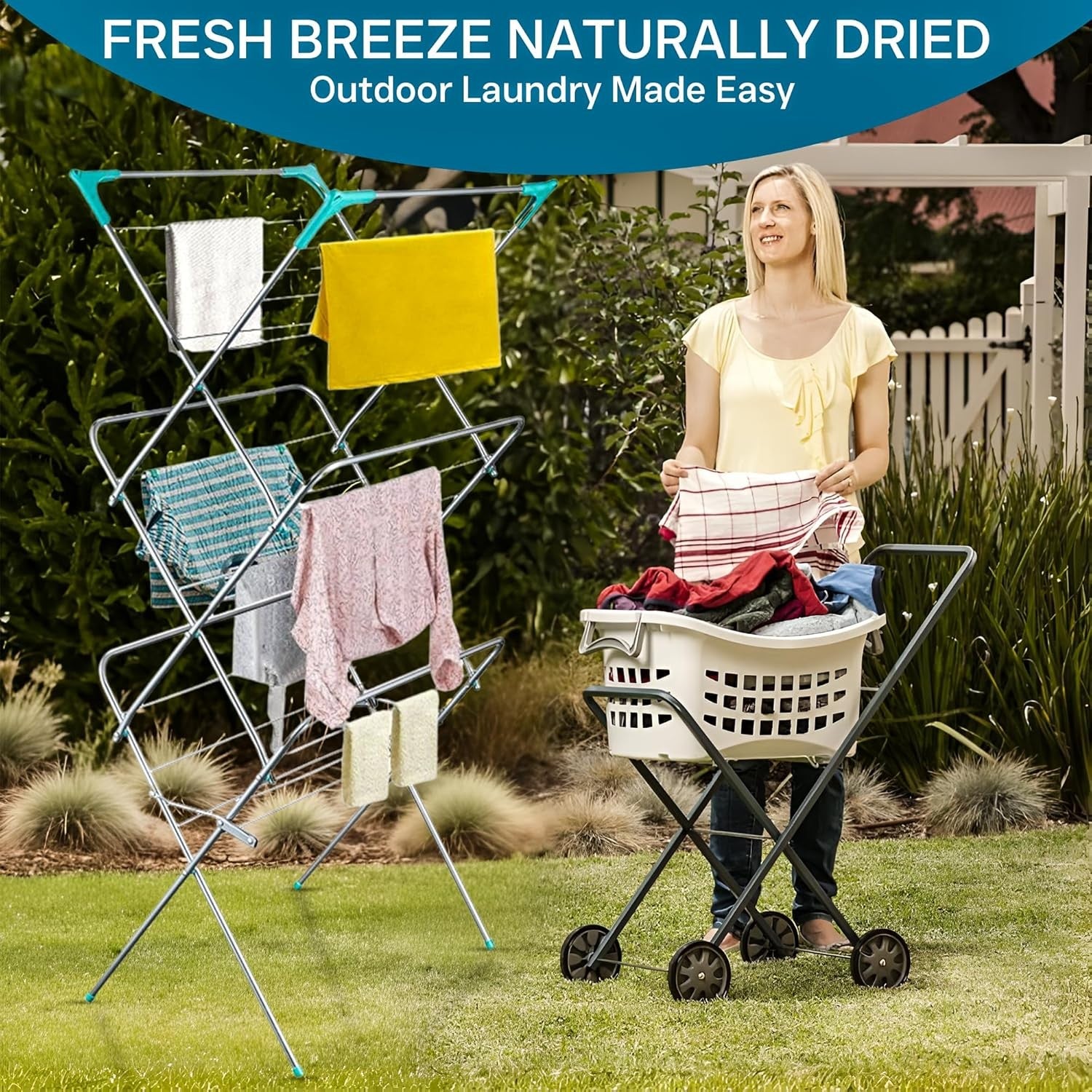 3 Tier Clothes Airer Folding Laundry Drying Rack Non Slip Space Saving