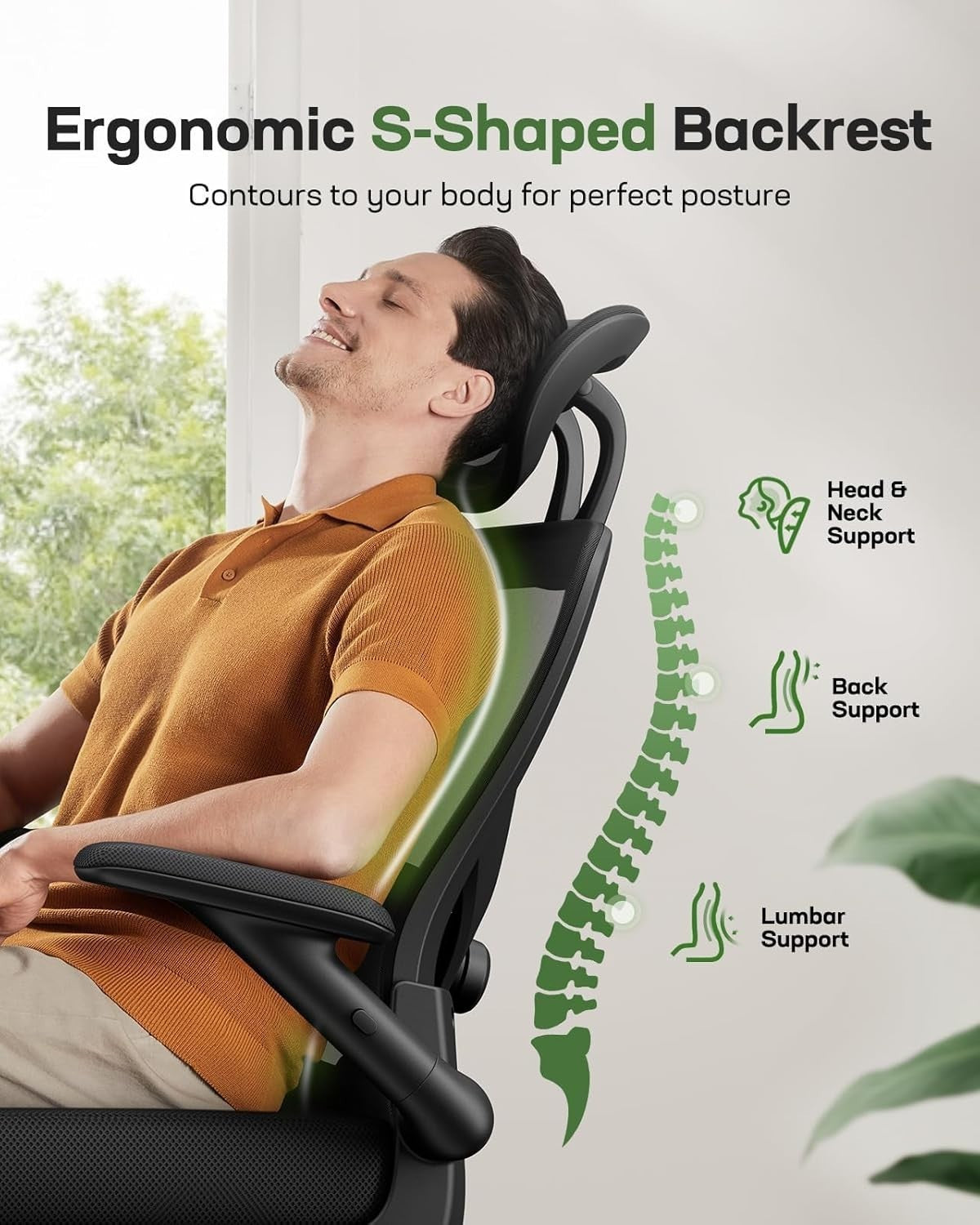 Ergonomic Office Desk Chair Mesh Back Adjustable Lumbar Recliner Home Gaming Sea
