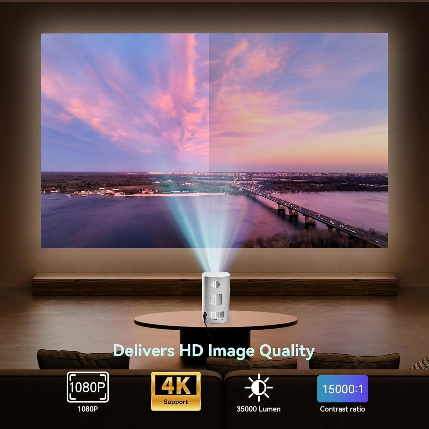 1080P 4K WiFi 6 Smart Projector Auto Focus Bluetooth Portable Cinema