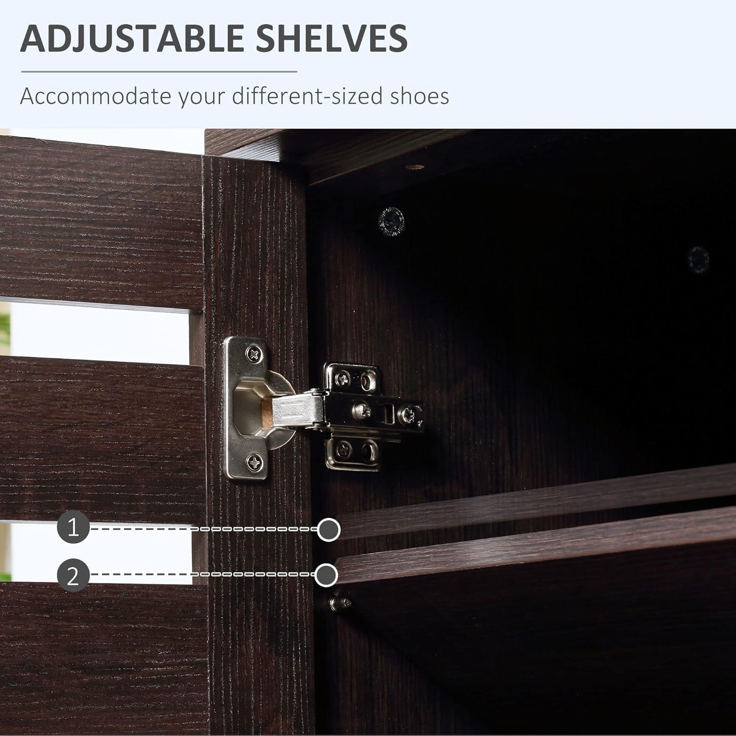 Slim 5-Tier Shoe Cabinet with Adjustable Shelves & Ventilated Doors, Dark Brown