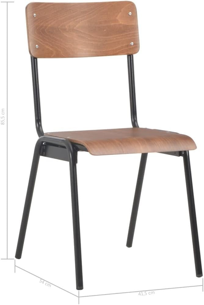 Set of 2 Modern Stackable Dining Chairs Plywood & Steel Brown