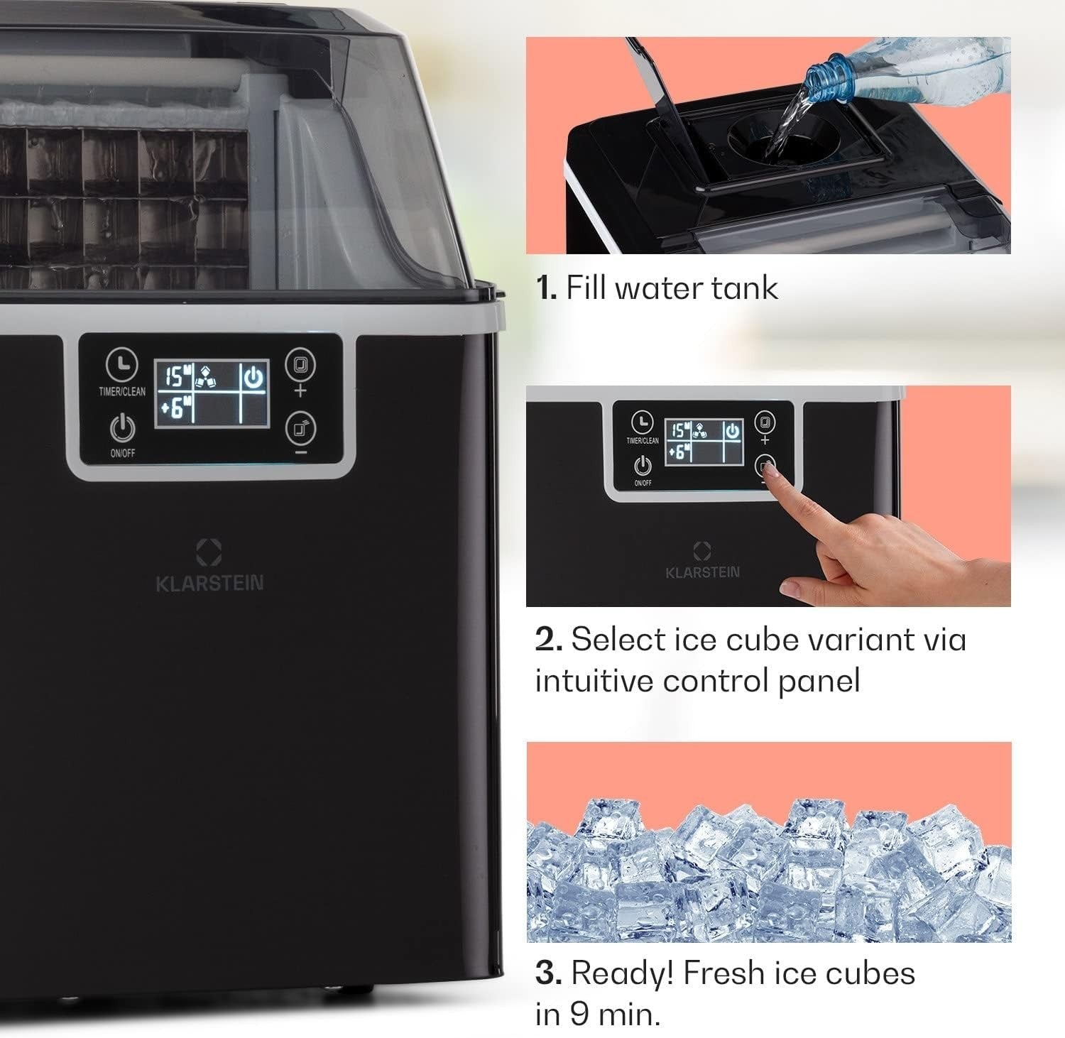 Countertop Ice Maker Machine Fast Bullet Ice 20kg Daily Self Cleaning