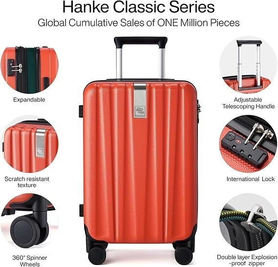 24” Lightweight Checked Hard Shell Suitcase Spinner Wheels Lock