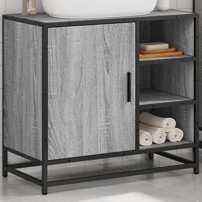 Grey Sonoma Bathroom Sink Cabinet 65x33x60cm Under Basin Storage Cupboard