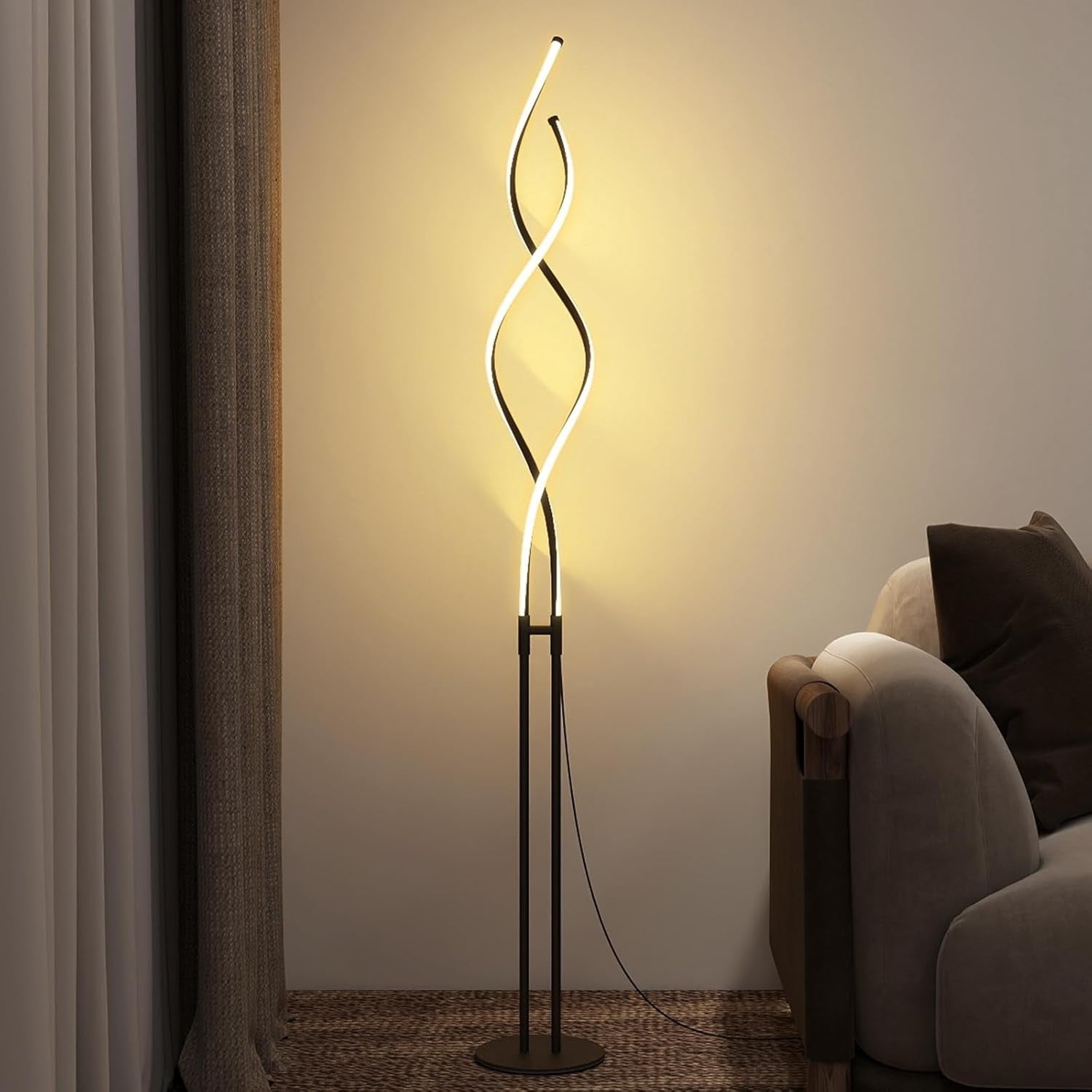 LED Spiral Floor Lamp Dimmable Corner Standing Light Modern Tall Lamp