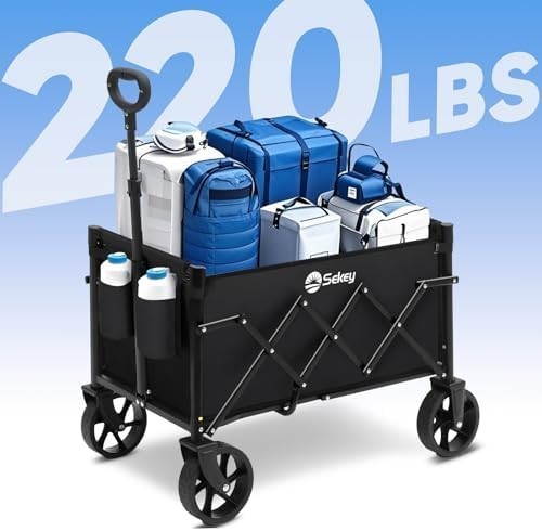 Heavy Duty Folding Camping Trolley 220LBS Portable Beach Wagon Cart