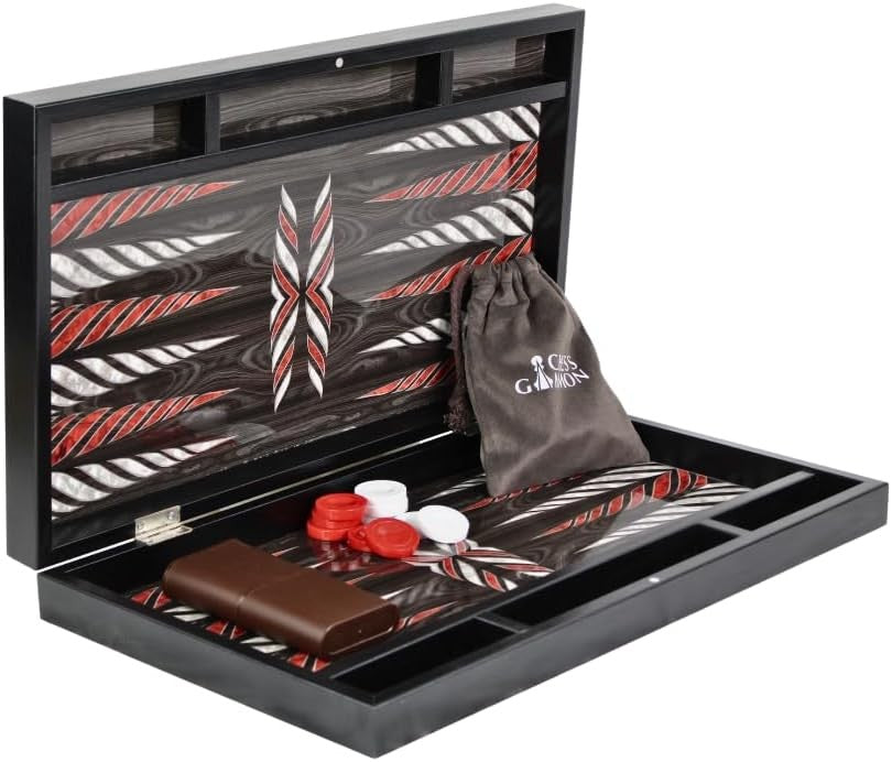 23 Inch Wooden Backgammon Set Luxury Black Design Large Classic Board Game