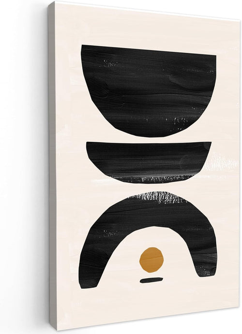 Abstract Black Beige Canvas Wall Art 40x60cm Framed Modern Print
