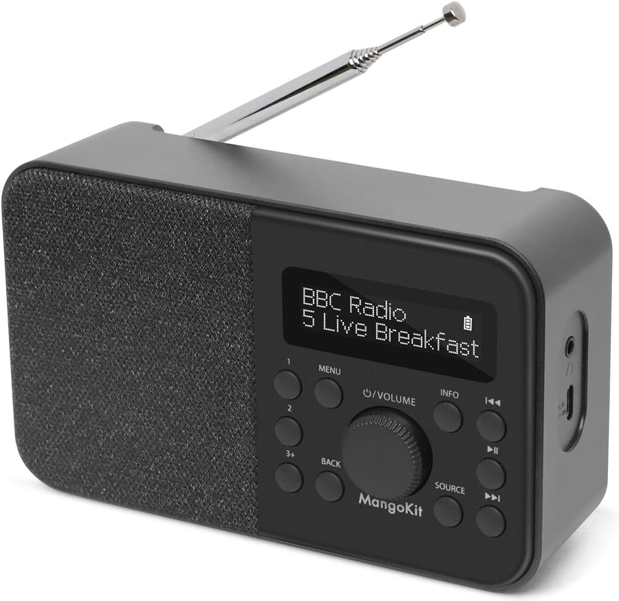 Portable DAB DAB+ FM Radio Bluetooth Alarm Kitchen Black