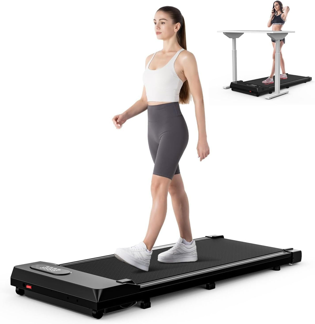 Foldable Walking Pad Treadmill 1-8km/h Incline LED Display Home Office Gym