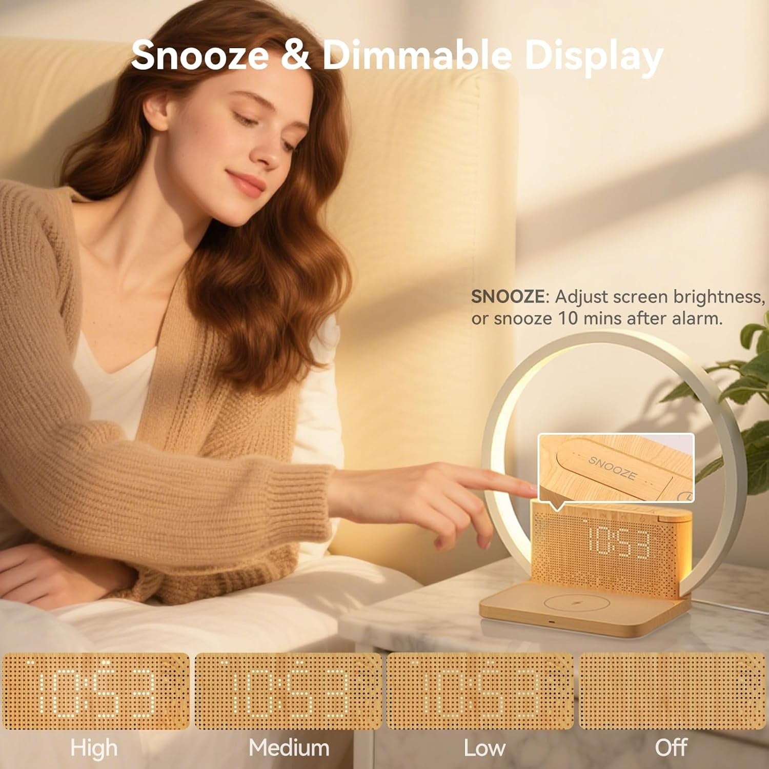 Wake Up Light Sunrise Alarm Clock Wireless Charger Touch Bedside Lamp