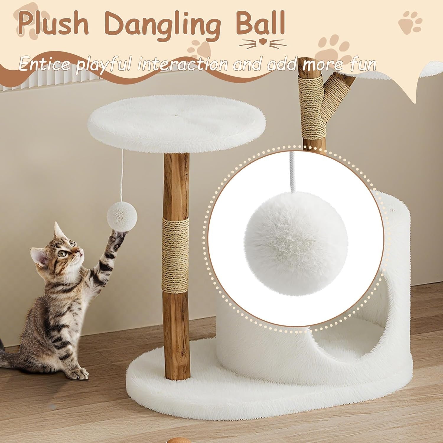Large Cat Tree Tower 117cm With Basket Bed Condo Cave Scratching Post Indoor